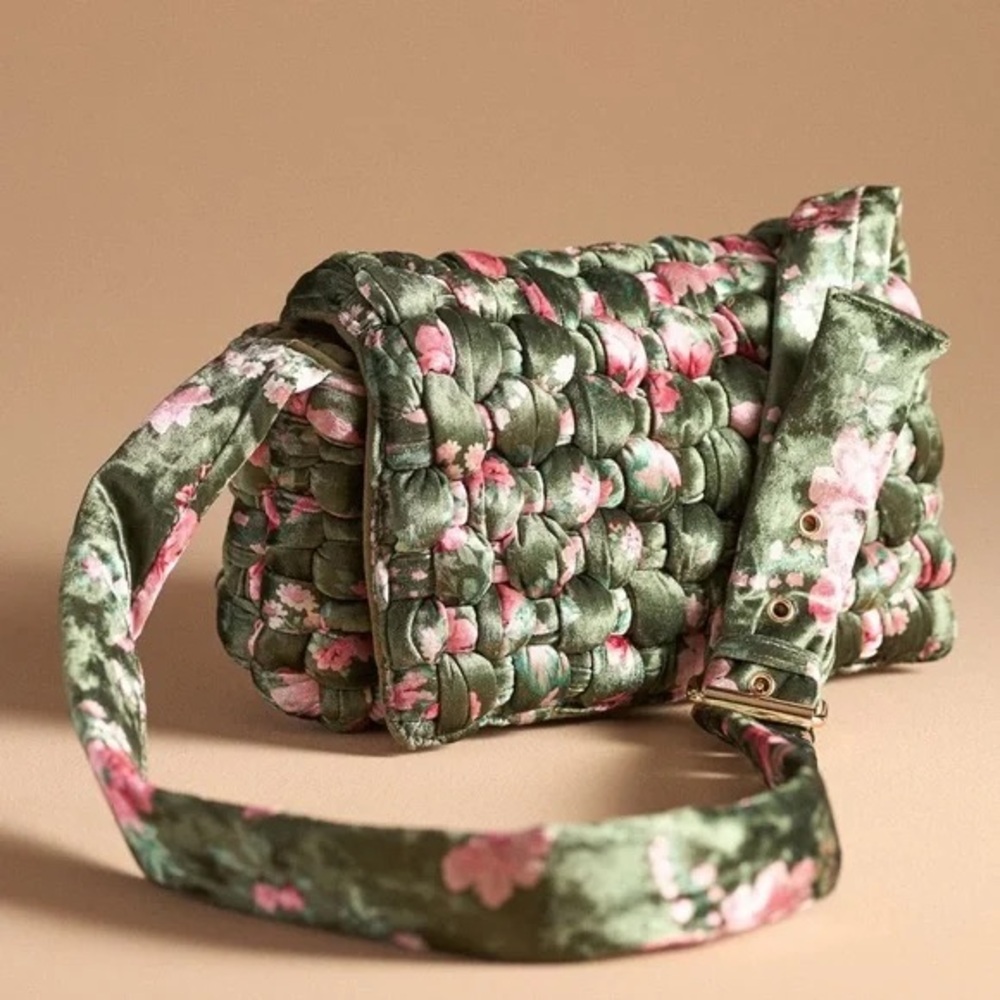 DAILY PRACTICE Puffy Woven Velvet Crossbody Bag